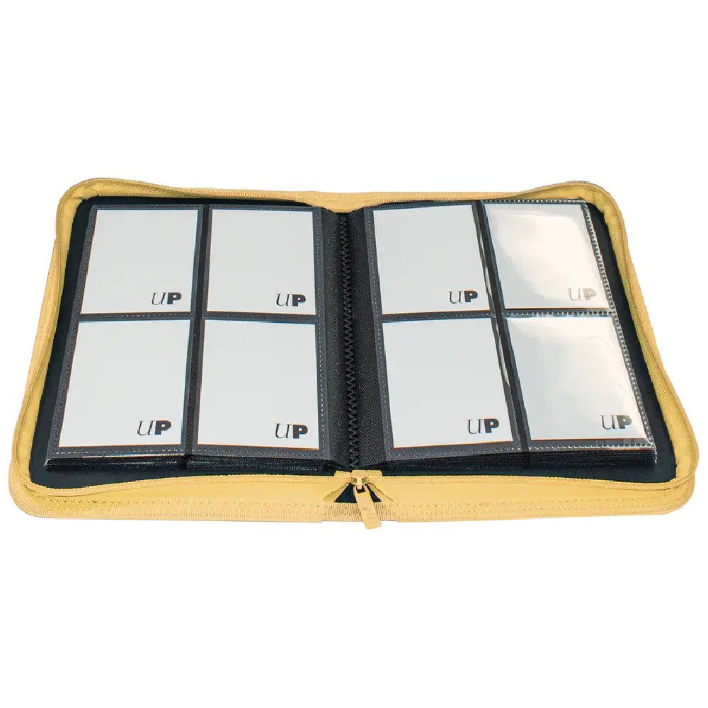 Ultra Pro Vivid 4-Pocket PRO-Binder i gul åpen