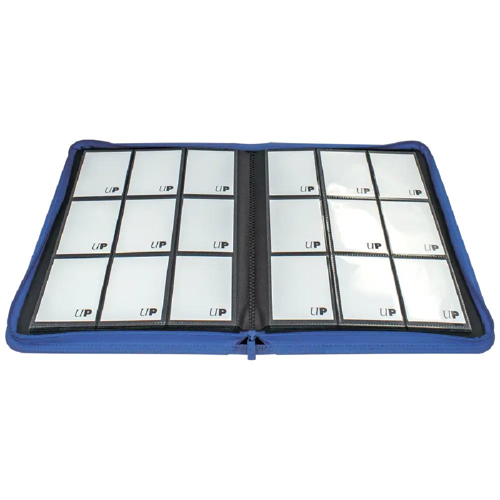 Picture of open Ultra Pro Vivid binder in blue