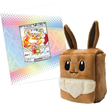 Picture of Prismatic Evolutions Super-Premium Collection deck box and promo display