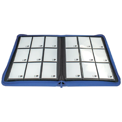 Picture of open Ultra Pro Vivid binder in blue