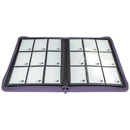 Picture of open Ultra Pro Vivid binder in purple