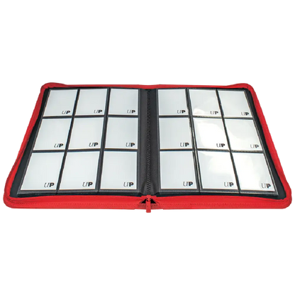 Picture of open Ultra Pro Vivid binder in red