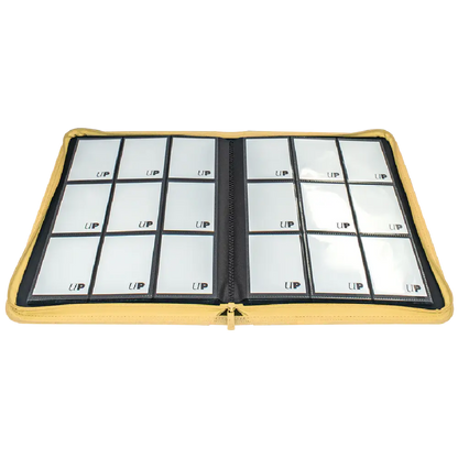 Picture of open Ultra Pro Vivid binder in yellow
